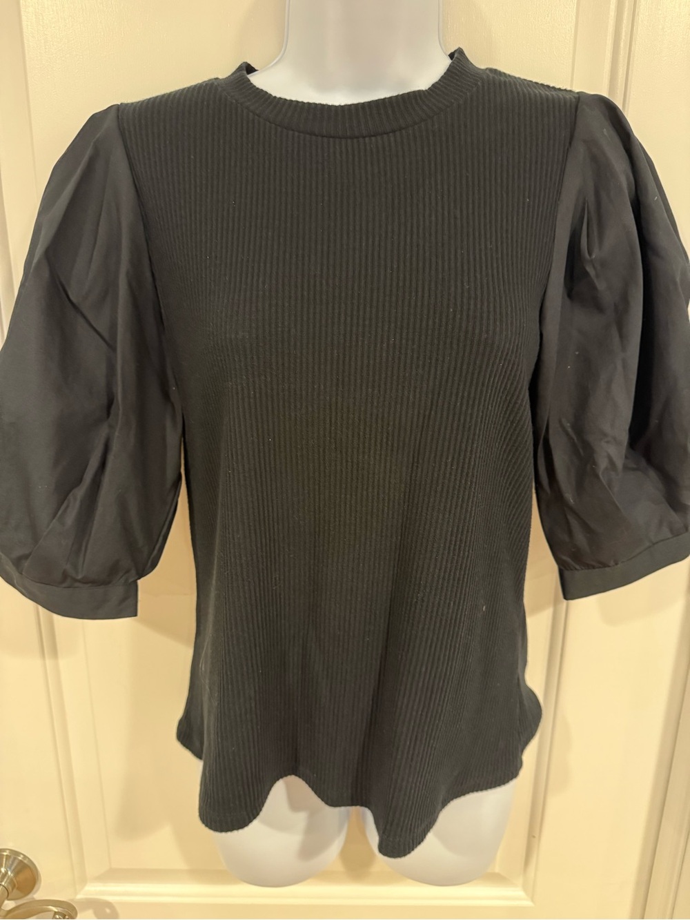 Who What Wear mixed-media puff sleeve top